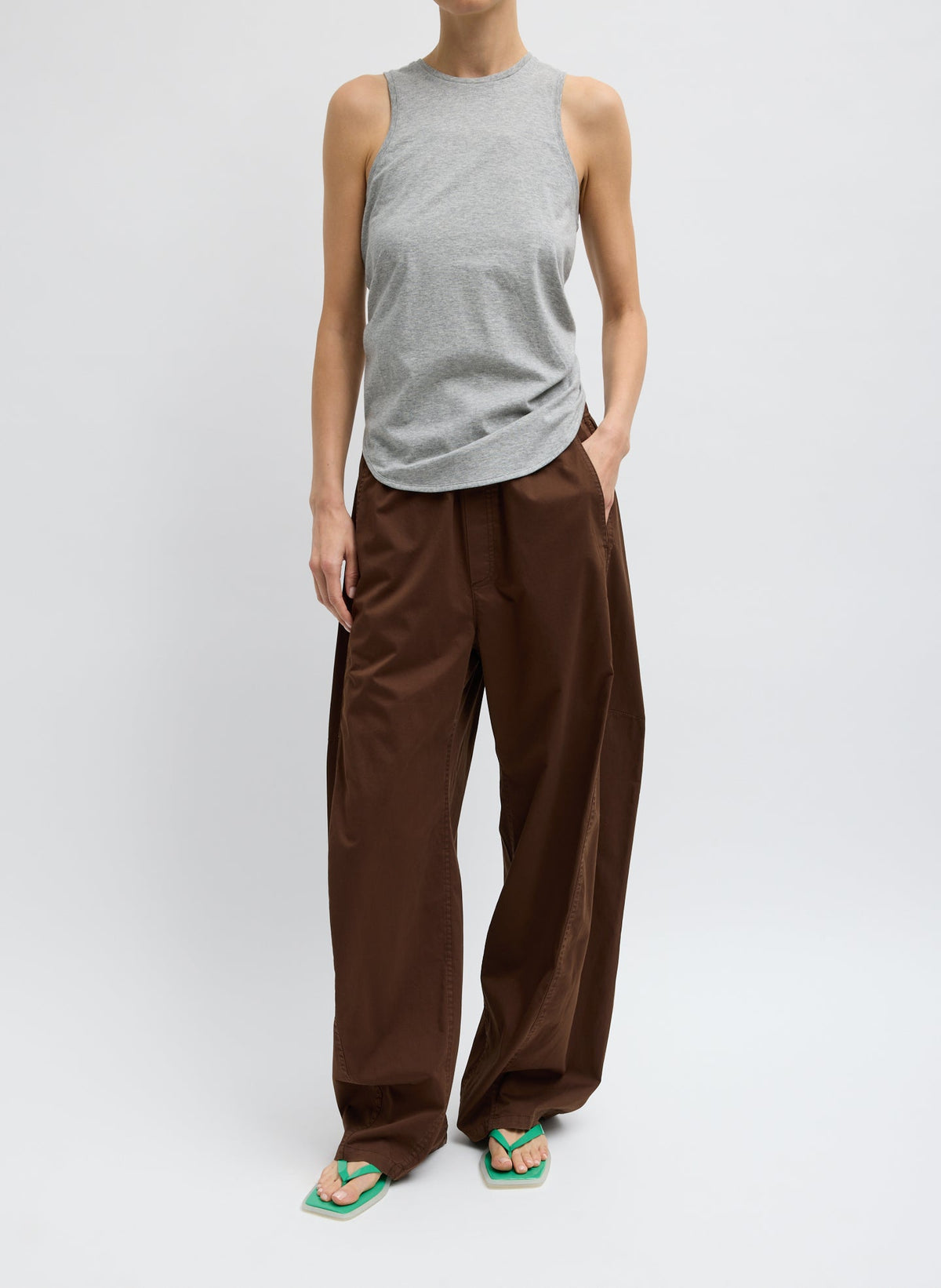 Tibi Heather Grey Shirred Back Tank