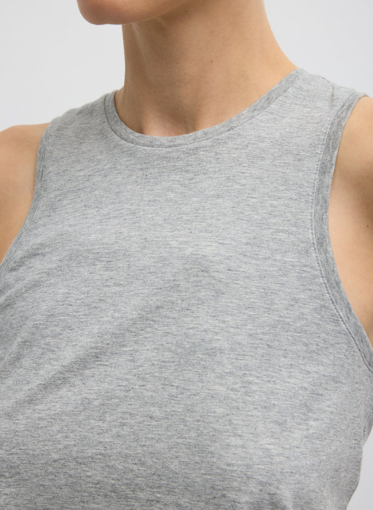 Tibi Heather Grey Shirred Back Tank
