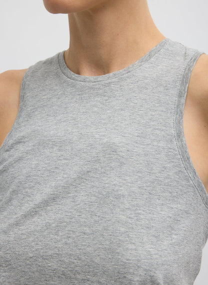 Tibi Heather Grey Shirred Back Tank
