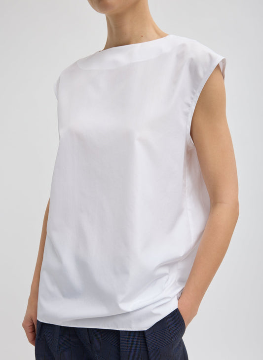 Tibi White Summer Nylon Sleeveless Cocoon Top