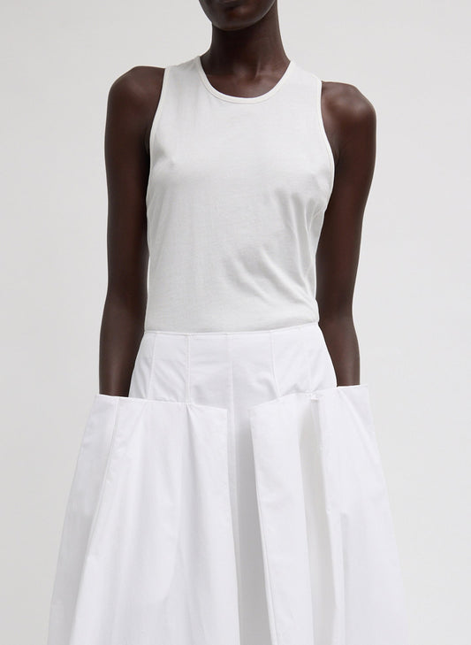 Tibi White Crewneck Racerback Bodysuit