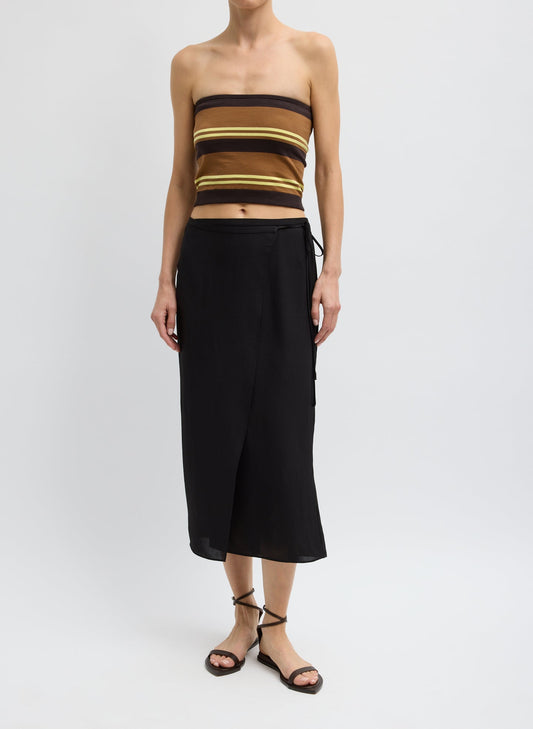 Tibi Black Summer Slip Wrap Skirt