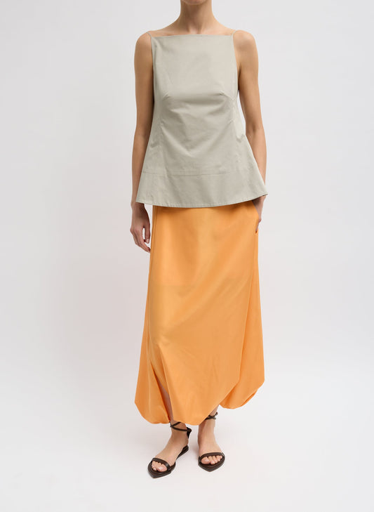 Tibi Orange Summer Nylon Flat Front Jalouise Skirt