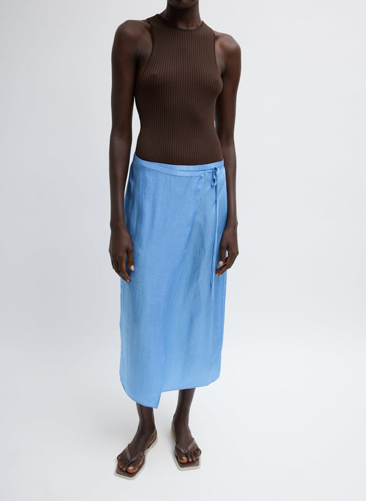 Tibi Baby Blue Summer Slip Wrap Skirt