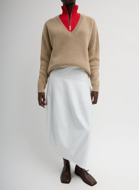 Tibi Optic White Leather Asymmetrical Balloon Skirt
