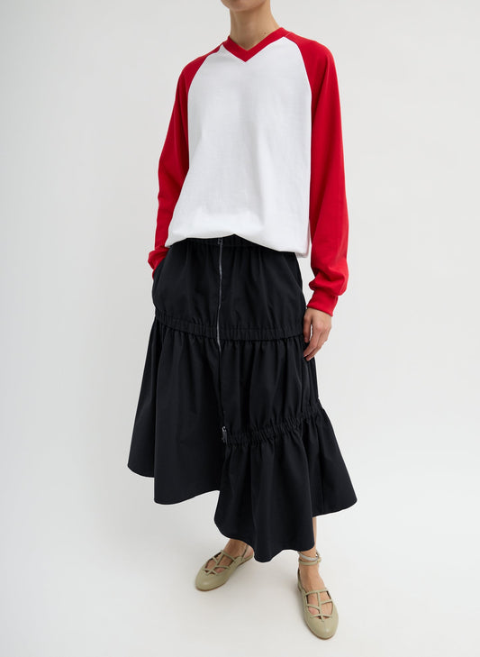 Tibi Black Tech Suiting Asymmetrical Skirt