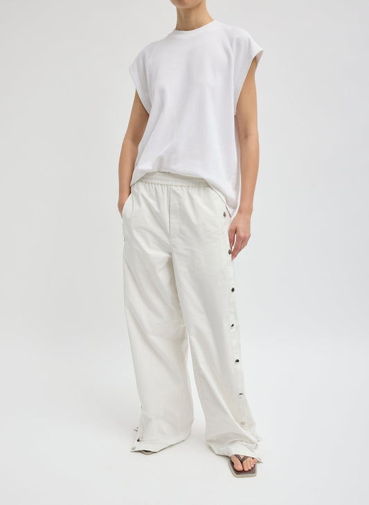 Tibi White Nylon Snap Jogger