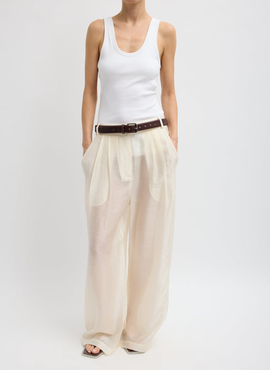 Tibi Ivory Summer Voile Stella Pant With Slit Detail