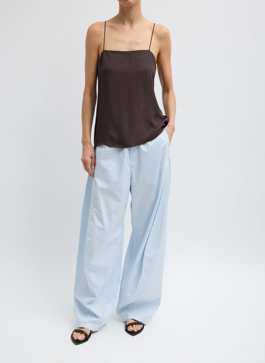 Tibi Pale Blue Garment Dyed Silky Cotton Winslow Pull On Pant