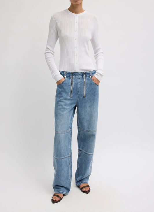 Tibi Classic Blue Classic Wash Denim Fischer Jean