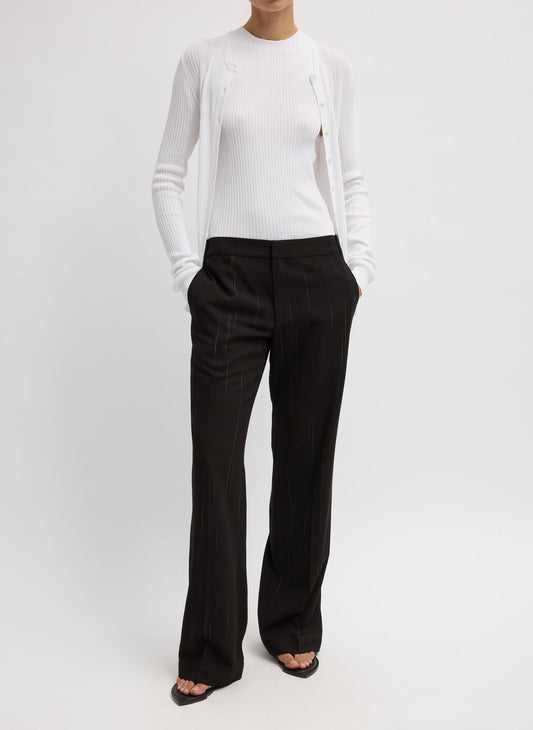 Tibi Black Multi Viscose Suiting Isaac Pant