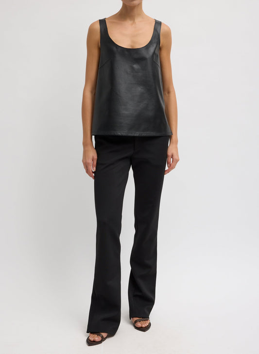 Tibi Black Spring Bonded Twill Elfie Trousers With Slits