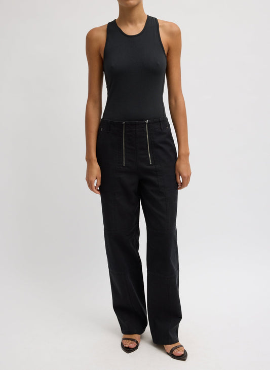 Tibi Black Patchwork Twill Cargo Fischer Jean