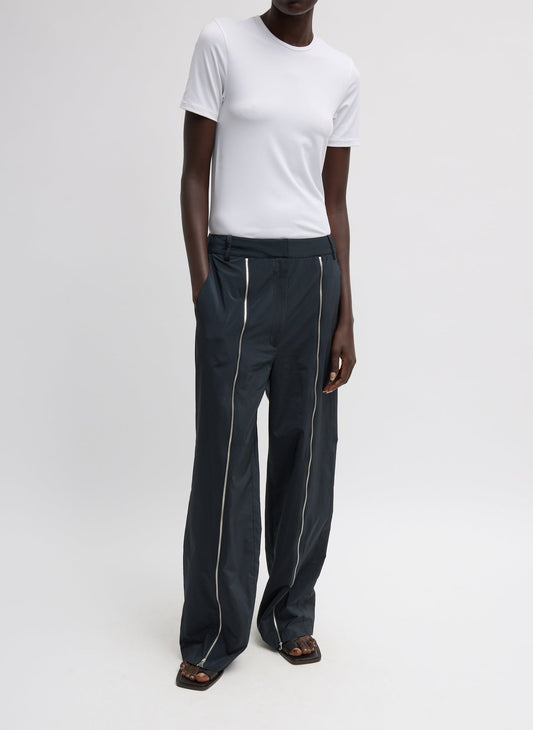 Tibi Black Nylon Zipper Trouser