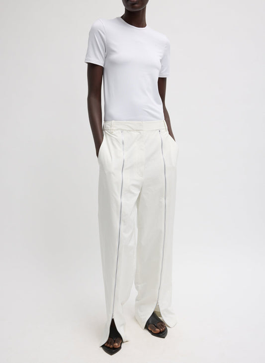 Tibi White Nylon Zipper Trouser