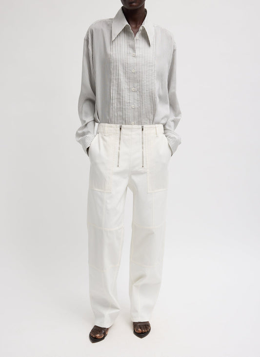 Tibi White Patchwork Twill Cargo Fischer Jean