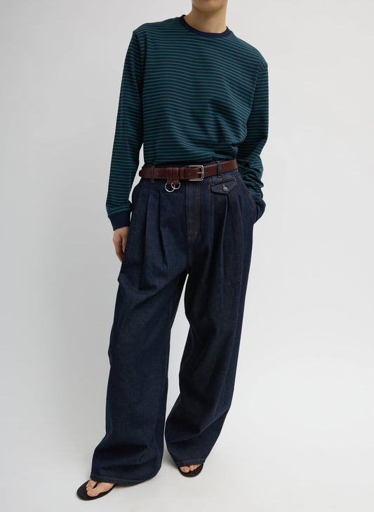 Tibi Indigo Indigo Denim Triple Pleat Jean