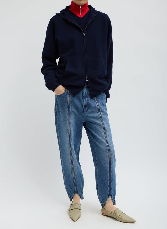 Tibi Classic Blue Zippered Denim Jogger
