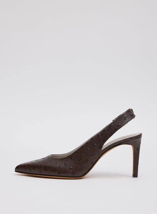 Tibi Dark Brown Ostrich Print Reyner Pump