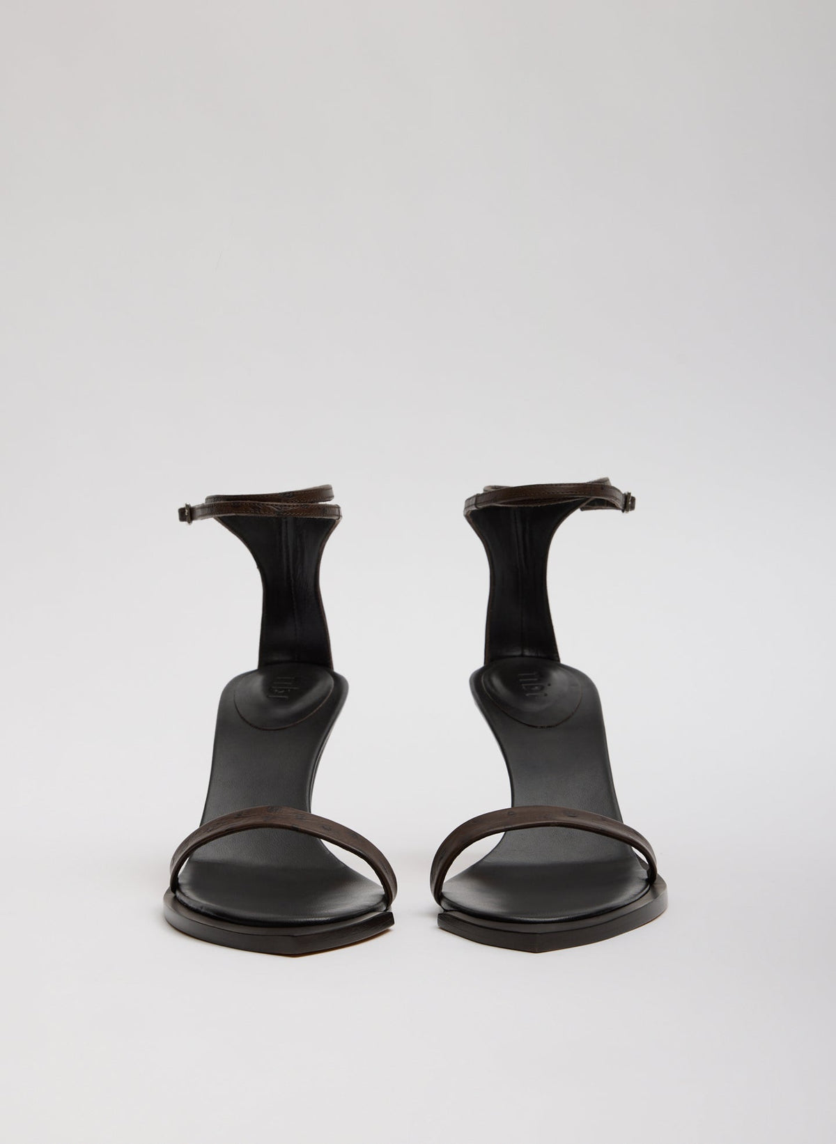 Tibi Dark Brown Ostrich Print Erno Heel