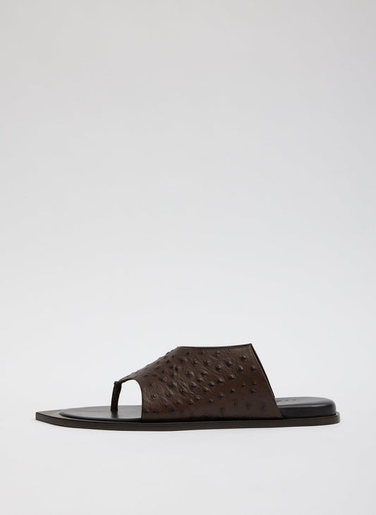 Tibi Dark Brown Ostrich Print Gerard Sandal