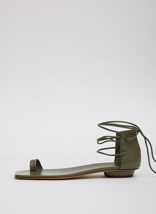 Tibi Army Green Ali Lace-Up Short Sandal