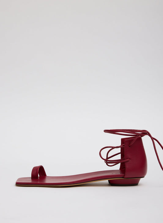 Tibi Cherry Red Ali Lace-Up Short Sandal