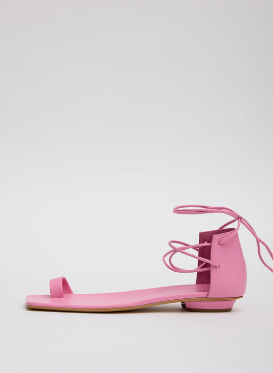 Tibi Pink Ali Lace-Up Short Sandal
