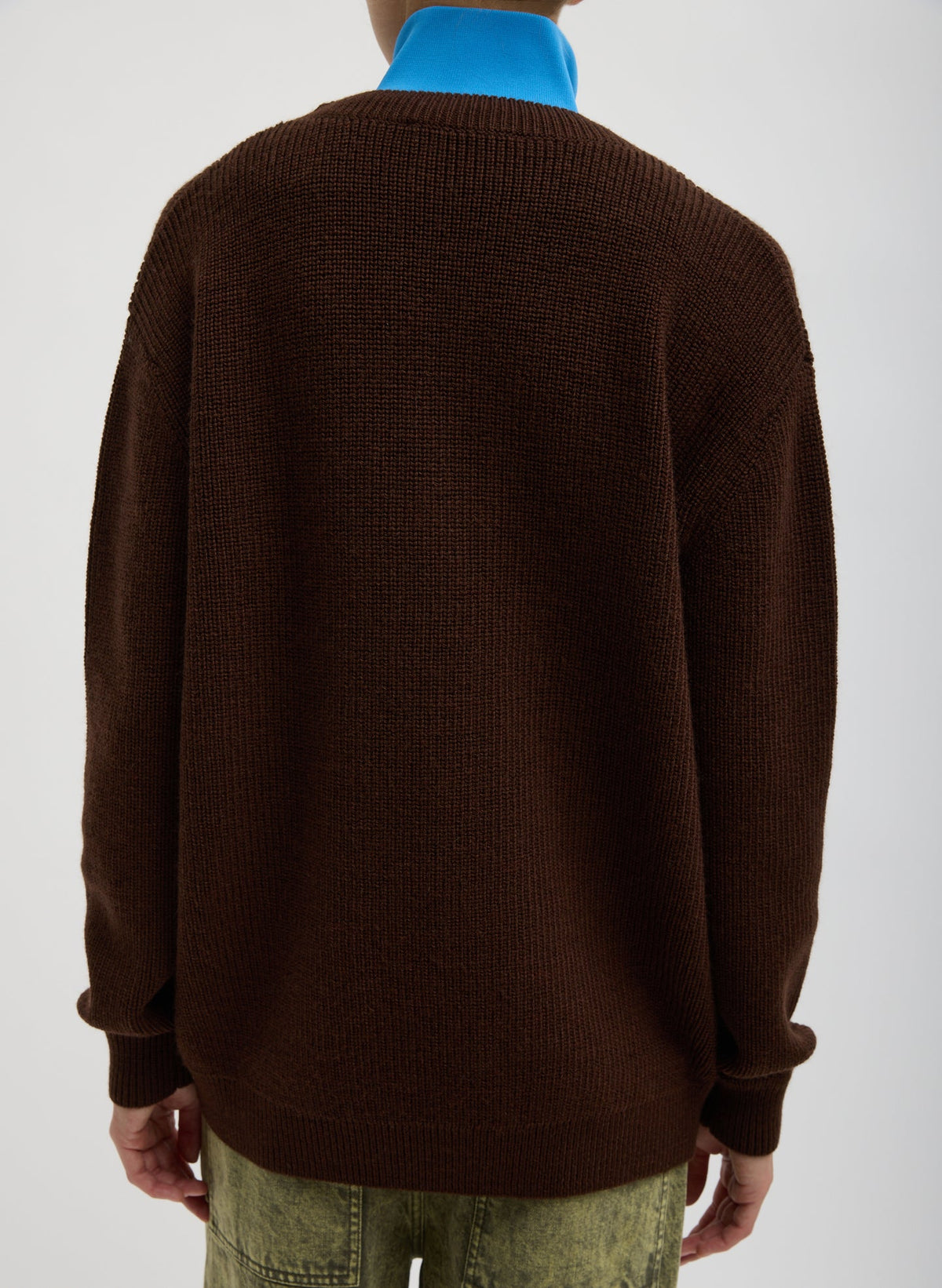 Tibi Brown Cardigan Stitch V-Neck With Removable Dickie