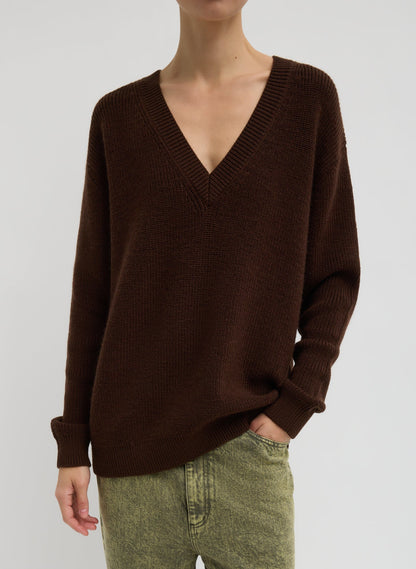 Tibi Brown Cardigan Stitch V-Neck With Removable Dickie