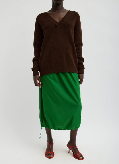 Tibi Brown Cardigan Stitch V-Neck With Removable Dickie