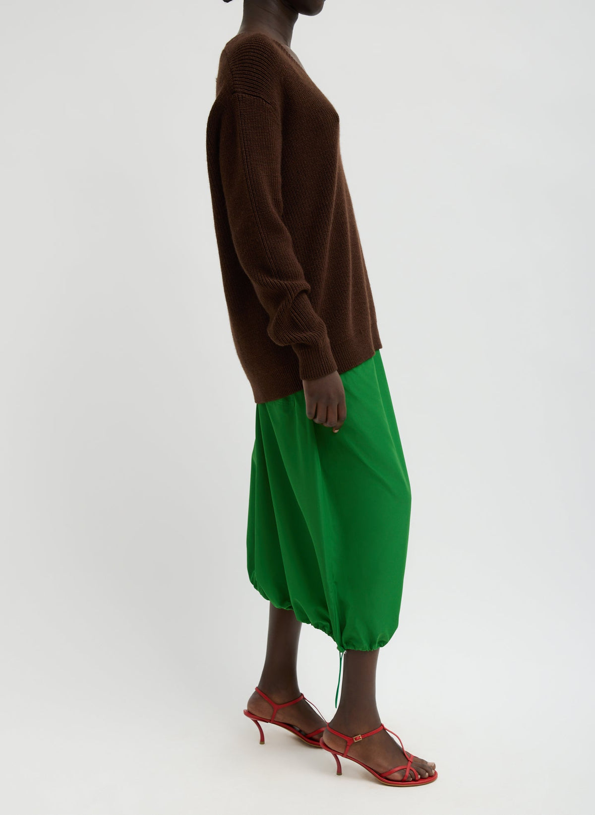 Tibi Brown Cardigan Stitch V-Neck With Removable Dickie