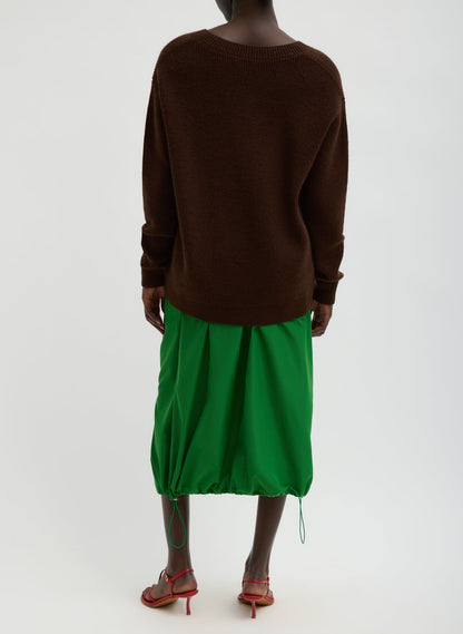 Tibi Brown Cardigan Stitch V-Neck With Removable Dickie