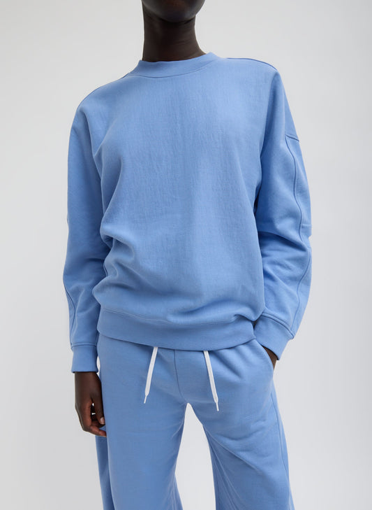 Tibi Light Blue Cocoon Crewneck Sweatshirt