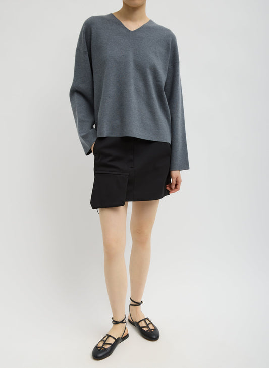 Tibi Medium Heather Grey Double Faced Cashmere Oversized Easy Sweater