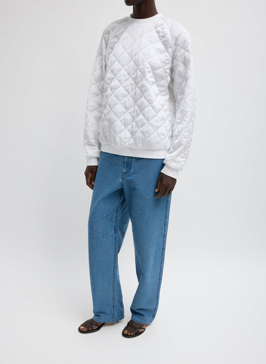 Tibi White Cozy Quilting Sweatshirt