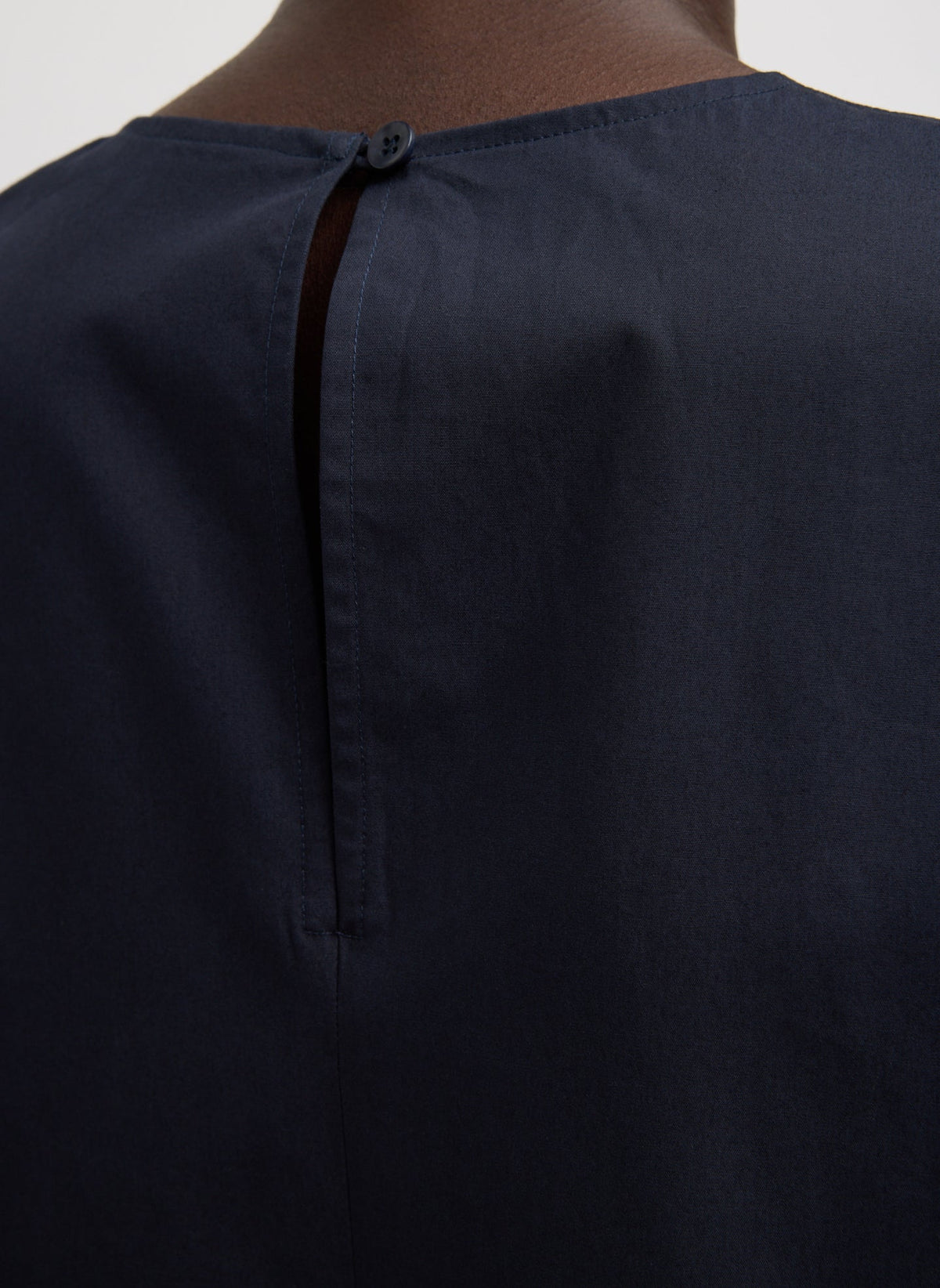 Tibi Navy Compact Eco Poplin Reverse Sleeve Top