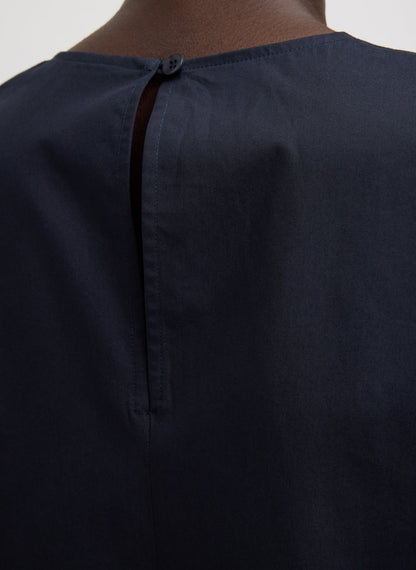Tibi Navy Compact Eco Poplin Reverse Sleeve Top
