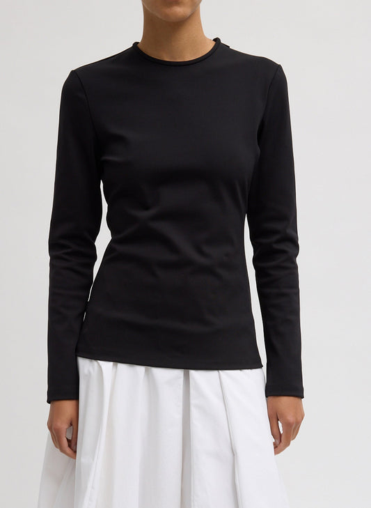Tibi Black Compact Ultra Stretch Cut Out Back Top
