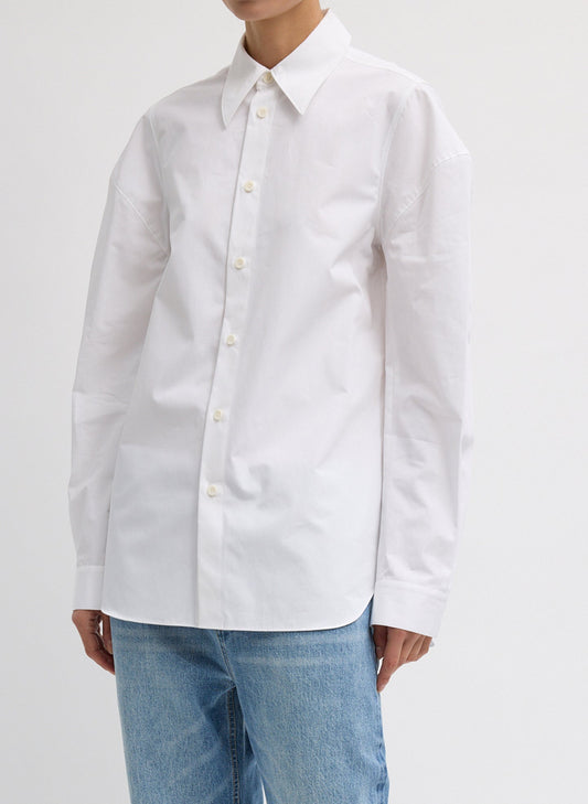 Tibi White Compact Eco Poplin Hinged Shirt