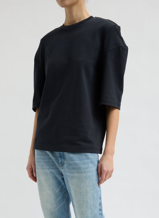 Tibi Black Perfect Hinged Sleeve T-Shirt