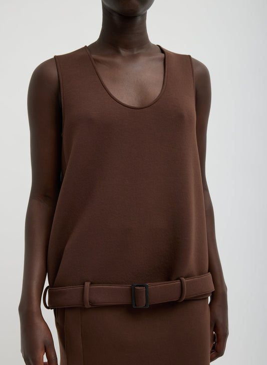 Tibi Brown Bonded Viscose Tank Top