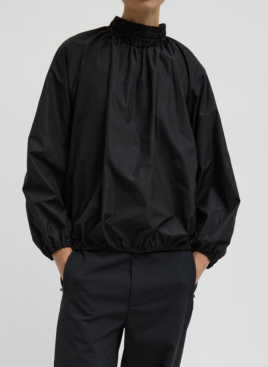 Tibi Black Italian Sporty Nylon Shirred Anorak Top