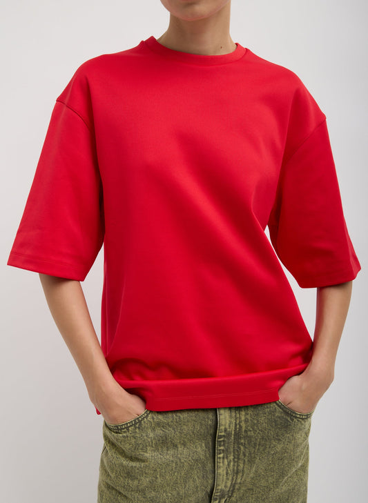 Tibi Red Active Knit Easy T-Shirt