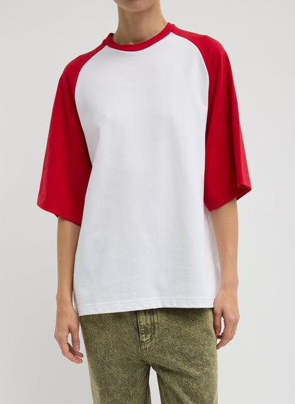 Tibi Red Multi Perfect Baseball T-Shirt