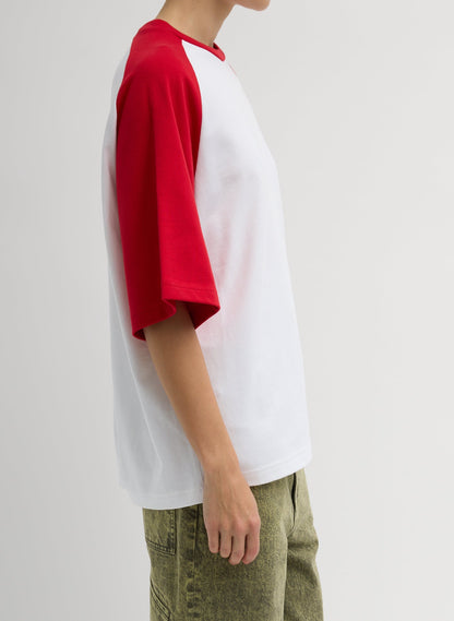 Tibi Red Multi Perfect Baseball T-Shirt