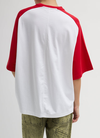 Tibi Red Multi Perfect Baseball T-Shirt