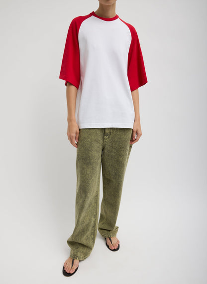 Tibi Red Multi Perfect Baseball T-Shirt