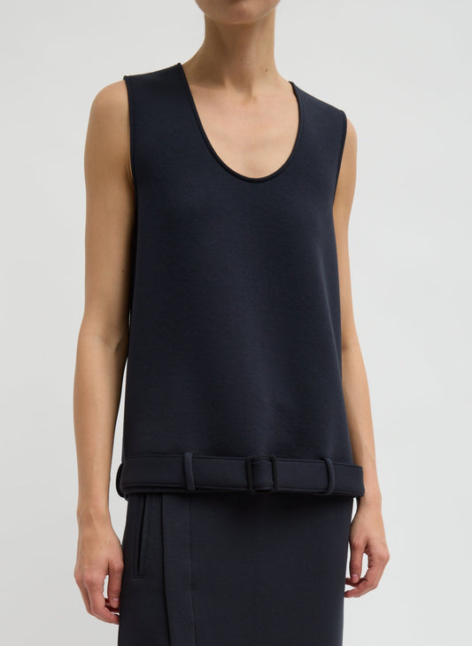 Tibi Dark Navy Bonded Viscose Tank Top