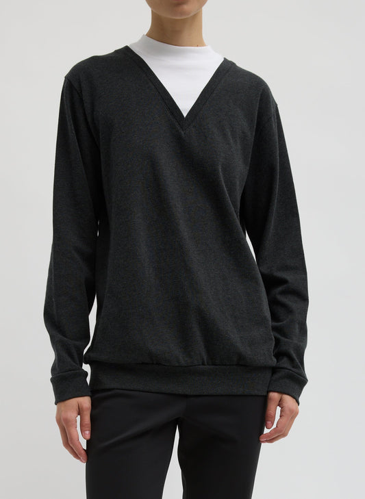 Tibi Grey Multi Perfect T-Shirt Trompe L'oeil Top